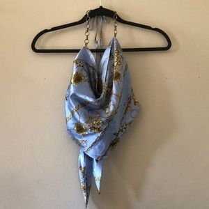 Blue and gold promoted tie top